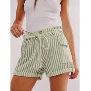 Free People One Harrison Striped Short Green Beach Summer